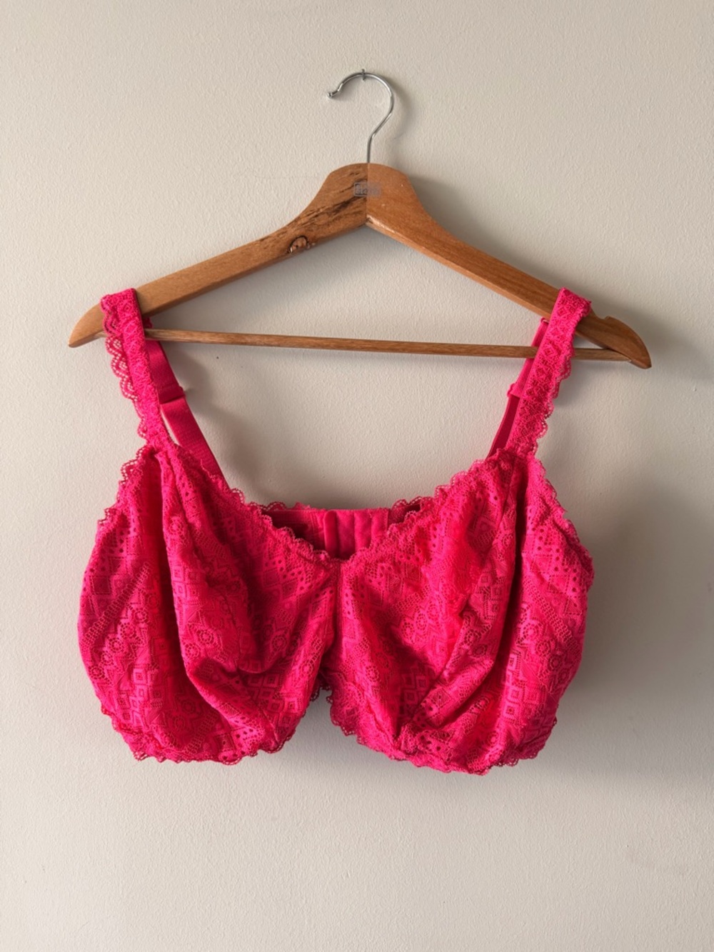 3X Plus Size Auden Lace Bralette - Hot Pink